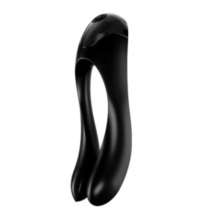 Satisfyer-Candy Cane Vibrator Degetar, Portocaliu/Negru-Silicon - imagine 6