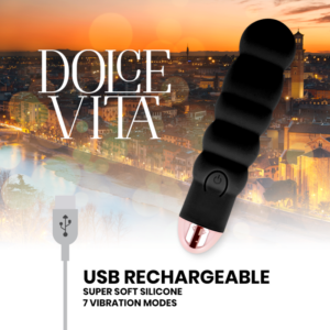 Dolce Vita-Six Vibrator Reîncărcabil Negru, 7 Viteze-Silicon, 7 - imagine 3