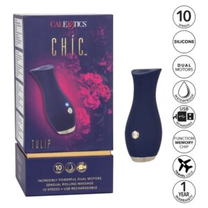 Calexotics-Chic Tulip Masajer - Albastru-Silicon, 10 Trepte - imagine 7