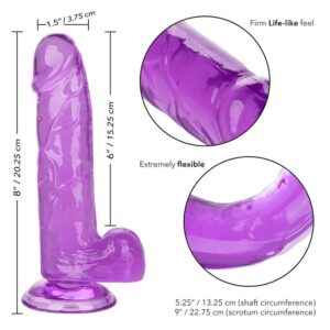 Calexotics-Size Queen Dildo Purple 15.3 cm-TPR, Waterproof - imagine 6