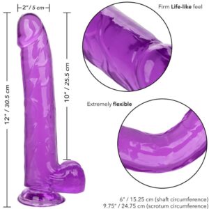 Calexotics-Size Queen Dildo Mov 25.5 cm-TPR, Waterproof, Ventuza - imagine 5