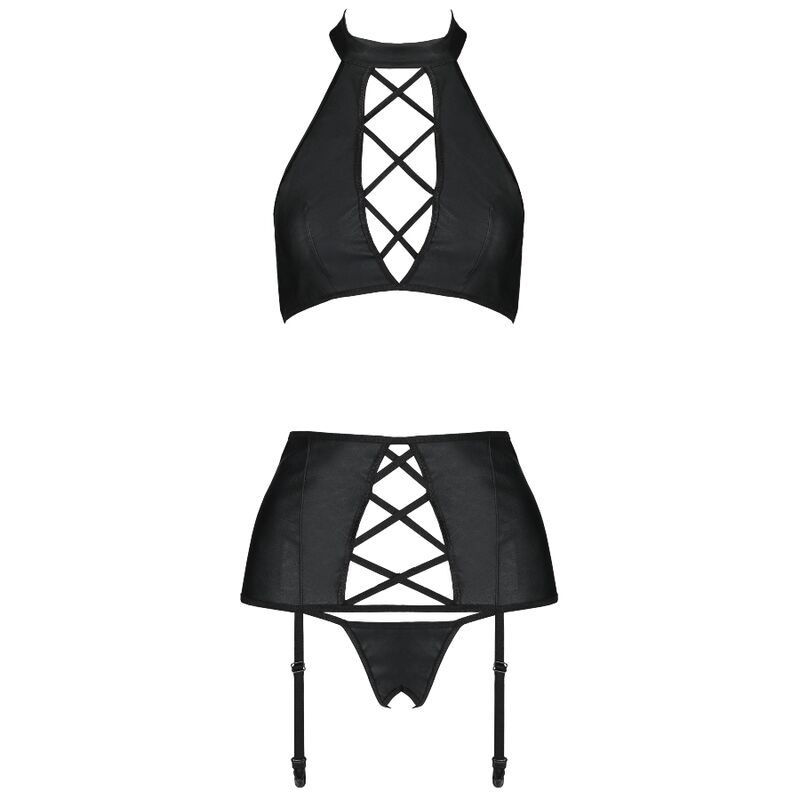 Passion-Nancy Set Trei Piese din Piele Ecologică 3 Necunoscut-Passion Nancy Set Eco Collection/, L/XL-Piele Ecologica (imaginea 3)
