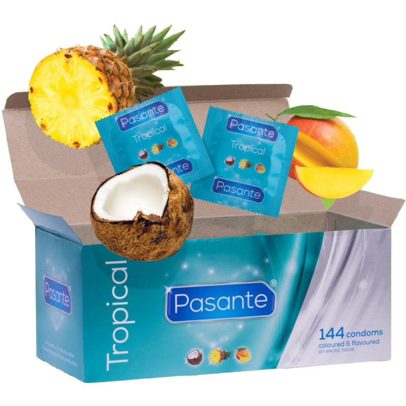 Pasante-Prezervative Arome Tropicale 144 Unități 1 img 115415 3b7a98df755b75870e439401e5d80596 1
