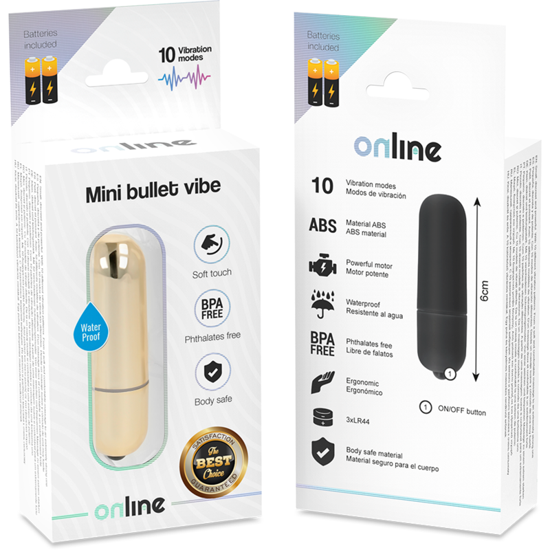 Online-Mini Bullet Vibe Golden-ABS, 10 Trepte, Waterproof 2 Online-Mini Bullet Vibe Golden-ABS, 10 Trepte, Waterproof · Vibratoare (imaginea 2)