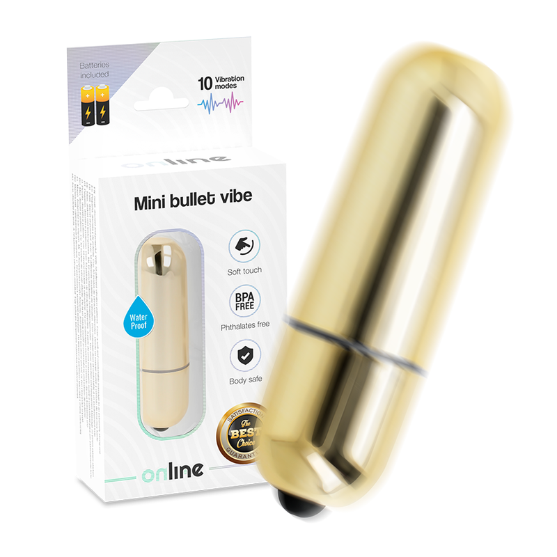 Online-Mini Bullet Vibe Golden-ABS, 10 Trepte, Waterproof 4 Online-Mini Bullet Vibe Golden-ABS, 10 Trepte, Waterproof · Vibratoare (imaginea 4)