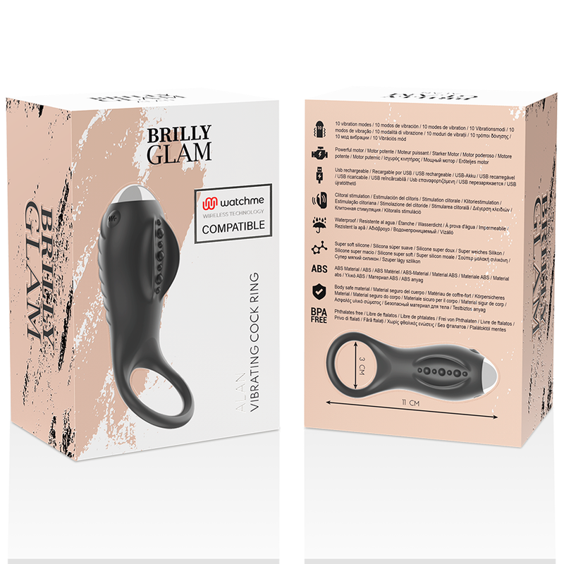 Brilly Glam-Alan Ring + Watchme Remote Control-Silicon, 10 Trepte · Inele & Mansoane Penis (imaginea 7)