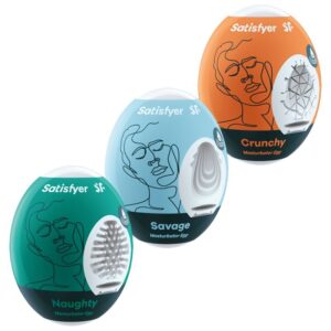 Satisfyer Eggs-3 Ouă Masturbatoare Naughty, Savage & Crunchy-TPE 3 Satisfyer Eggs-3 Ouă Masturbatoare Naughty, Savage & Crunchy-TPE - imagine 1