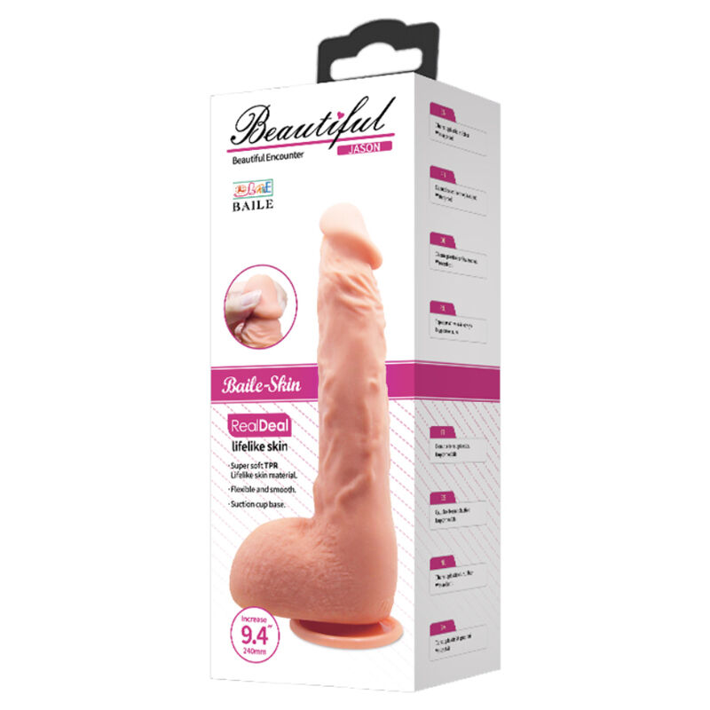 Baile Vibrators-Dildo Realist Jason Natural 24 Cm-TPR, Ventuza 3 img 124348 396a46b86bba24af1f786c9254aa3d76 1