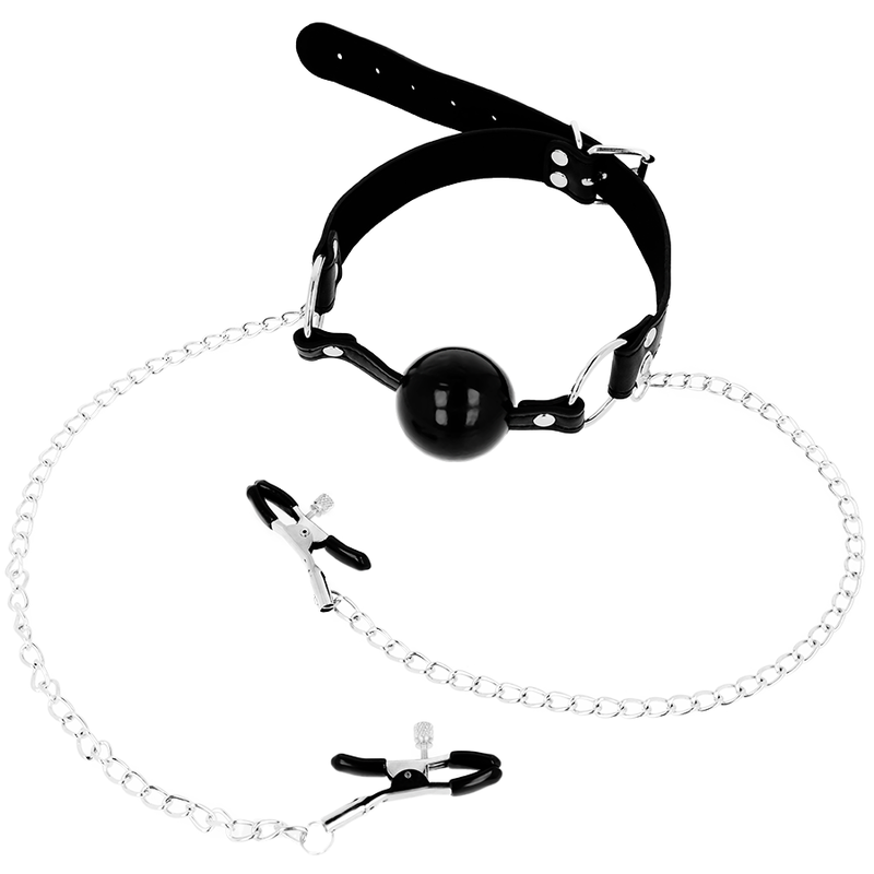 Ohmama Fetish-Fetish Ball Gag Negru cu Cleme pentru Sfarcuri-Metal 1 img 124952 7894137b529cc9a11c09507f63937d23 1