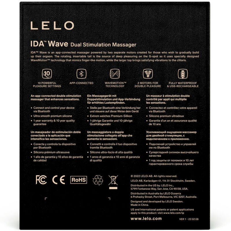 Lelo-Ida Wave Massager pentru Cuplu, Negru-Silicon, 10 Trepte, App · Vibratoare (imaginea 5)