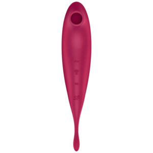 SATISFYER - Twirling Pro+ Stimulator Air Pulse și Vibrator cu Aplicație - Green, Roșu/Verde - imagine 3