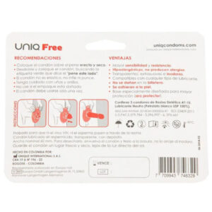 Uniq-Free Prezervative fără Latex cu Inel Protector 3 Bucăți 4 Uniq-Free Prezervative fără Latex cu Inel Protector 3 Bucăți · Prezervative (imaginea 2)