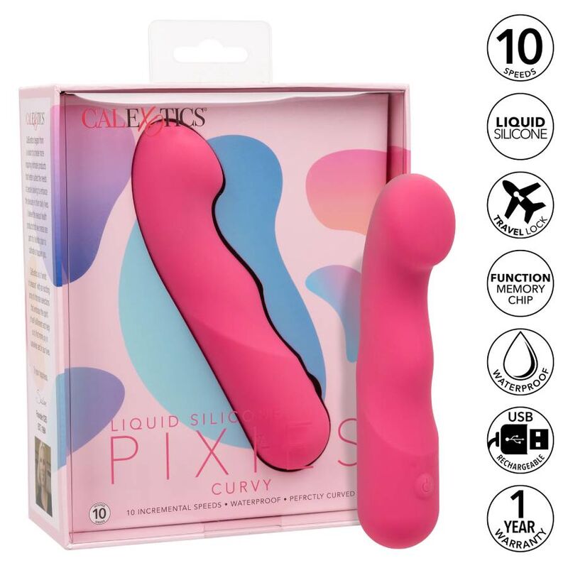 Calexotics-Pixies Curvy Roz-Silicon, 10 Trepte, Reincarcabil, USB 4 img 134084 527afc4dc4e20818cfeb226a392913de 1