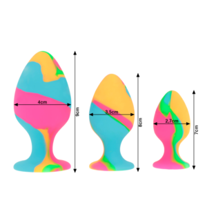Intense Anal Toys-Set Plug-uri din Silicon Multicolor-Ventuza - imagine 1