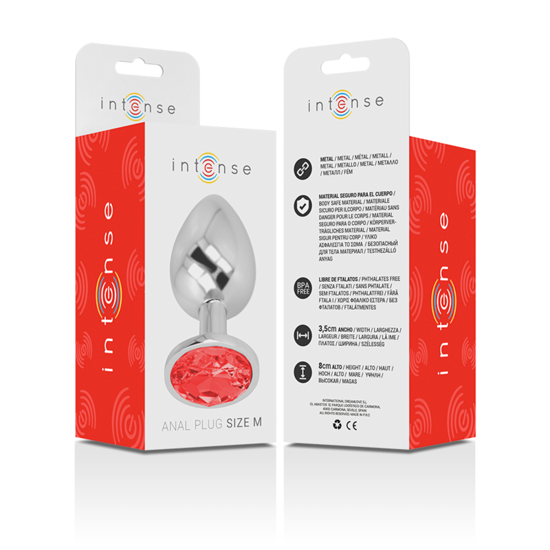Intense Anal Toys-Metal Anal Plug cu Cristal Roșu, M 5 img 137968 23f600aead1d6aab393b217beb9da621 1