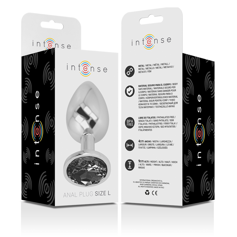 Intense Anal Toys-Plug Anal Metalic din Aluminiu cu Cristal-Negru, Mărime L 4 img 138009 7d604a658073743f086db0b2648e7c89 1