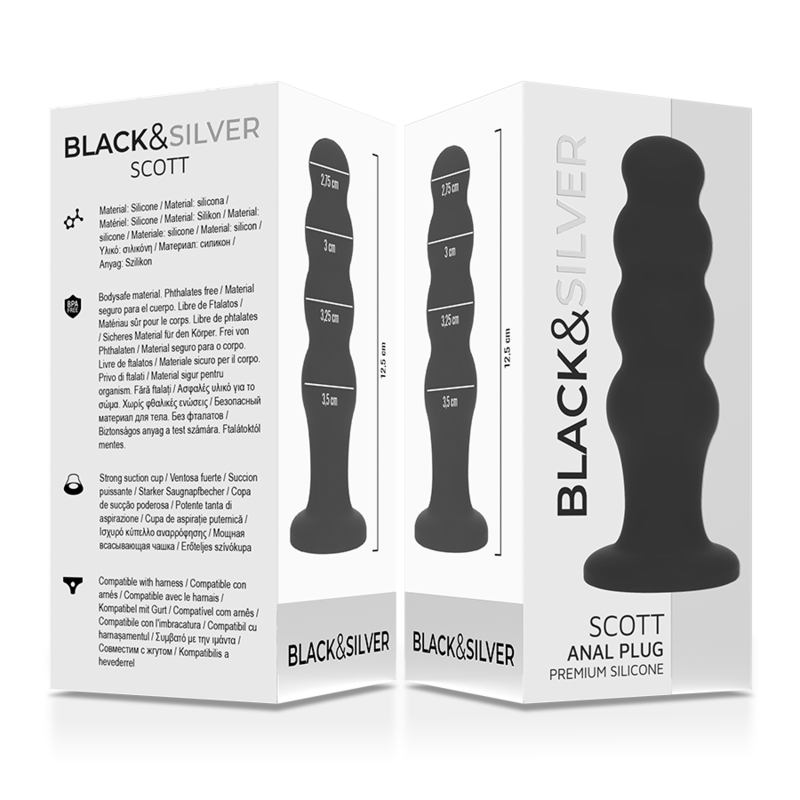 Black&silver-Scott Premium Silicone Plug Anal Negru 4 img 138181 1de5acae30feede76eaa5b562534da37 1