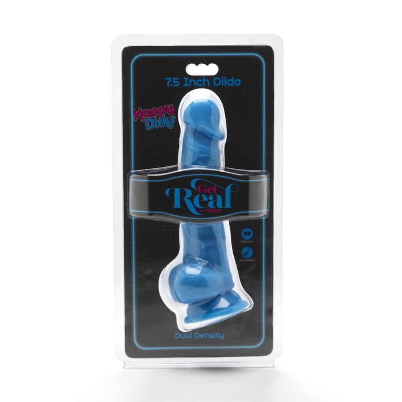 Get Real-Happy Dicks 19 cm cu Testicule Albastru-PVC, Ventuza 2 img 140420 fe17a37d51b0dde296a05556f55390ef 1