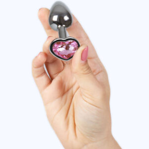 Secretplay Toys-Plug Anal Metalic Inimă Fucsia, Mărime Mică 7 cm - imagine 4