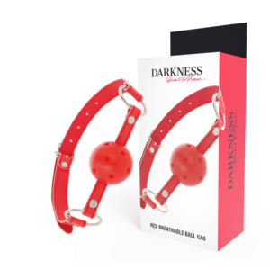Darkness Bondage-Gag Respirabil Roșu-Piele Ecologica, Waterproof 6 Darkness Bondage-Gag Respirabil Roșu-Piele Ecologica, Waterproof - imagine 1