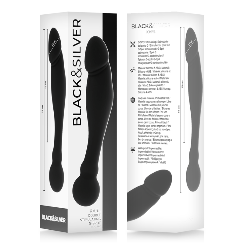 Black&silver-Karl Dildo Estimulator Punct G 18 cm-Silicon 2 img 143289 fc0735f148f65b7795b4d840923cd6ef 1