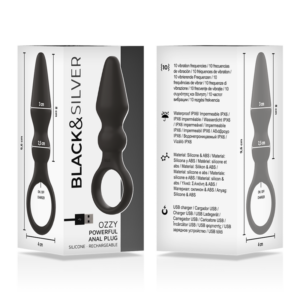 Black&silver-Ozzy Vibrator Plug Anal din Silicon 8 Black&silver-Ozzy Vibrator Plug Anal din Silicon - imagine 3