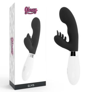 Glossy-Elvis Rabbit Black-Silicon, 10 Trepte, Rotatie - imagine 1