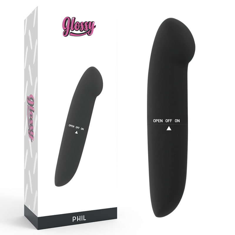 Glossy-Phil Vibrator Negru-ABS, Reincarcabil, Waterproof 1 Glossy-Phil Vibrator Negru-ABS, Reincarcabil, Waterproof · Vibratoare