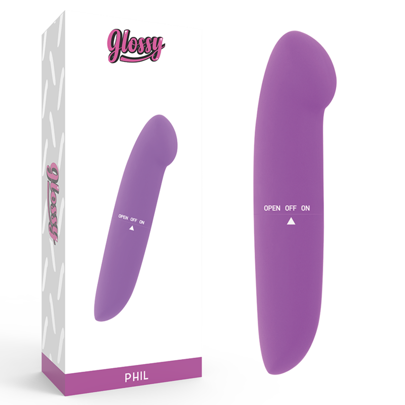 Glossy-Phil Vibrator Purple-ABS, Reincarcabil, Waterproof 1 Glossy-Phil Vibrator Purple-ABS, Reincarcabil, Waterproof · Vibratoare