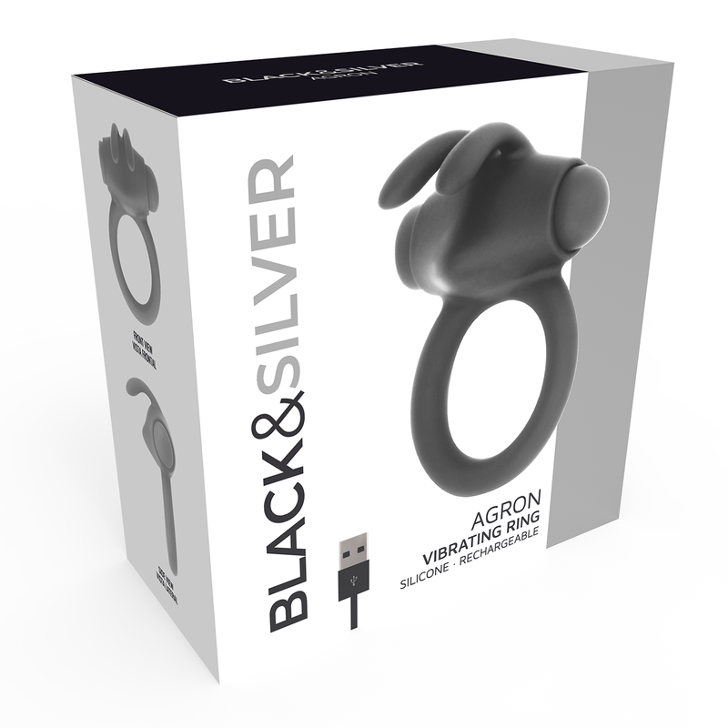 Black&silver-Agron Ring 2.O Inel Vibrant Reîncărcabil-Silicon — BLACK&SILVER · Inele & Mansoane Penis (imaginea 3)