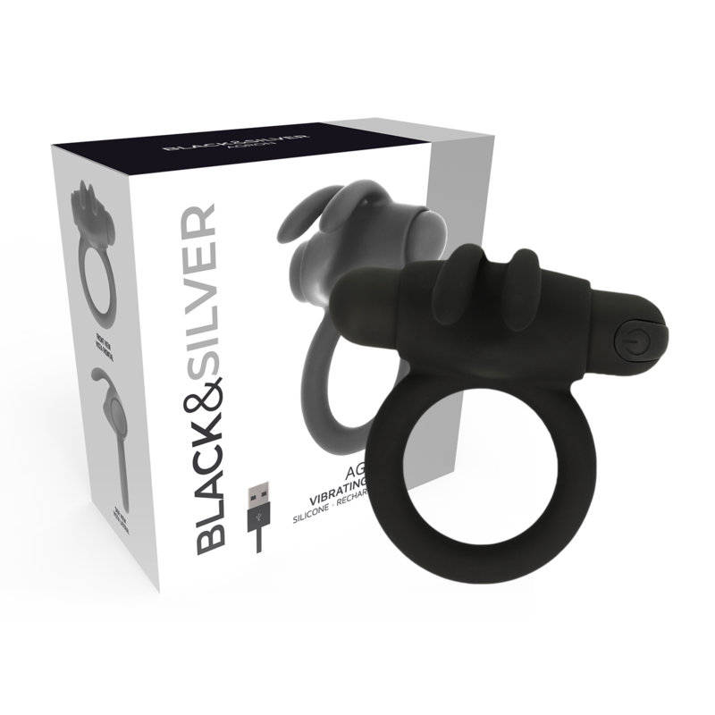 Black&silver-Agron Ring 2.O Inel Vibrant Reîncărcabil-Silicon — BLACK&SILVER · Inele & Mansoane Penis (imaginea 4)