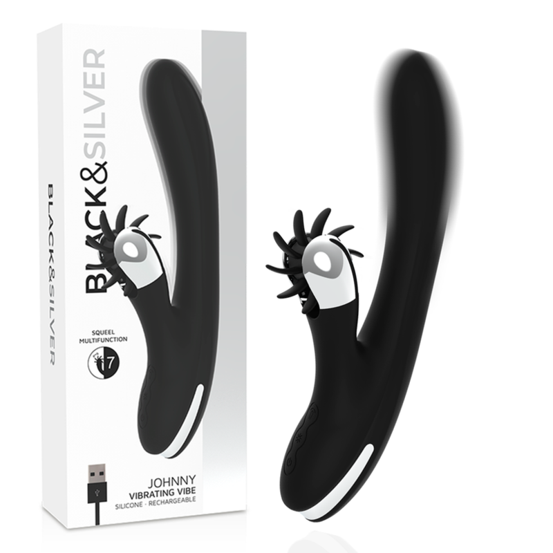 Black&silver-Bunny Johnny Vibrating Vibe-Silicon, 7 Trepte — BLACK&SILVER · Vibratoare (imaginea 9)