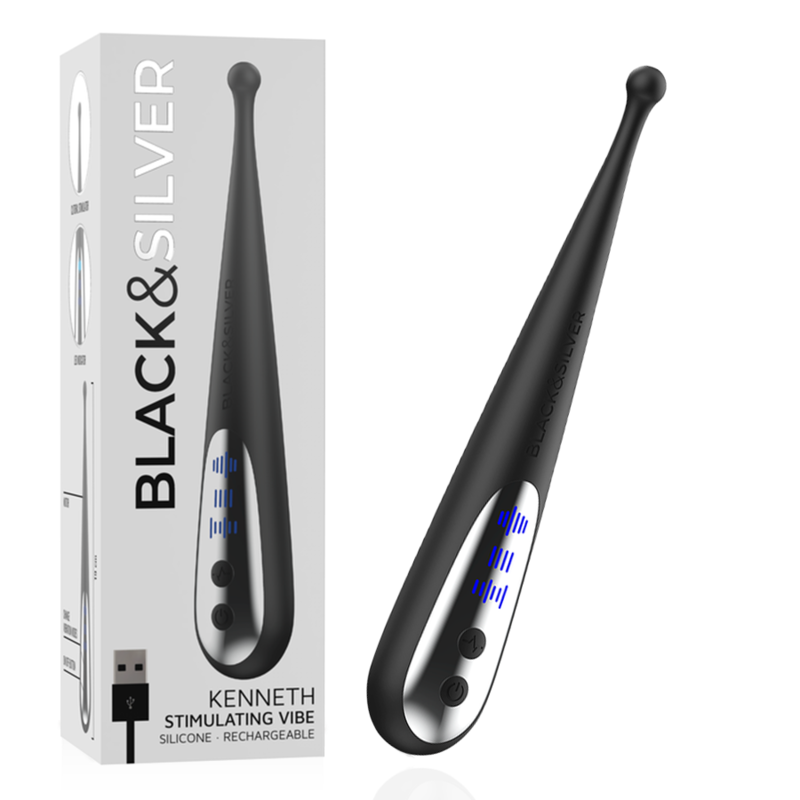 Black&silver-Kenneth Stimulating Vibe-Silicon, 10 Trepte