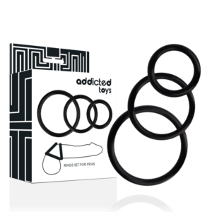 Addicted Toys - Set Inele pentru Penis, Negru - imagine 3