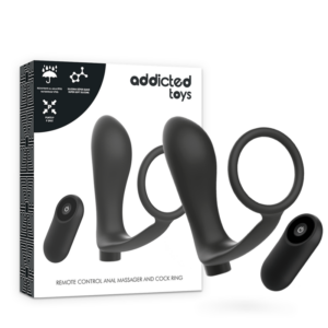 Addicted Toys - Inel Penis cu Dop Anal cu Telecomandă, Negru, Reîncărcabil - imagine 8