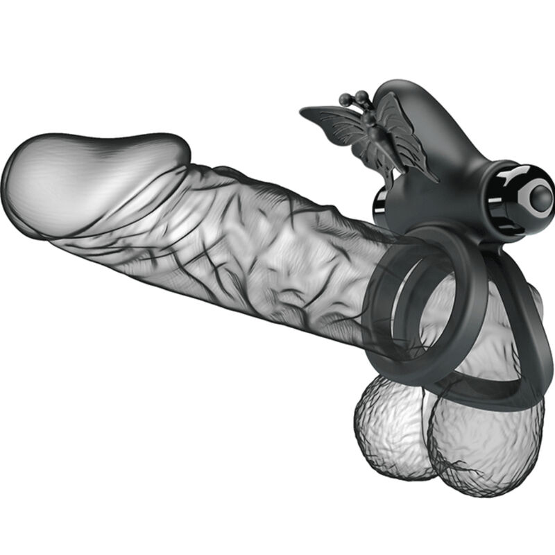 For Him-Inel Vibrator Dublu cu Stimulator Negru-Silicon, 10 Trepte 7 img 145748 9155a30610df0cebe2c6293057d77ce0 1
