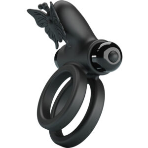 For Him-Inel Vibrator Dublu cu Stimulator Negru-Silicon, 10 Trepte 15 For Him-Inel Vibrator Dublu cu Stimulator Negru-Silicon, 10 Trepte - imagine 5
