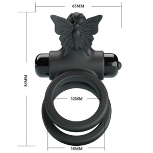 For Him-Inel Vibrator Dublu cu Stimulator Negru-Silicon, 10 Trepte 13 For Him-Inel Vibrator Dublu cu Stimulator Negru-Silicon, 10 Trepte - imagine 3