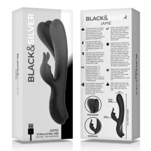 Black&silver-Jamie Stimulator Rabbit din Silicon Reîncărcabil 9 Black&silver-Jamie Stimulator Rabbit din Silicon Reîncărcabil — BLACK&SILVER · Vibratoare (imaginea 3)
