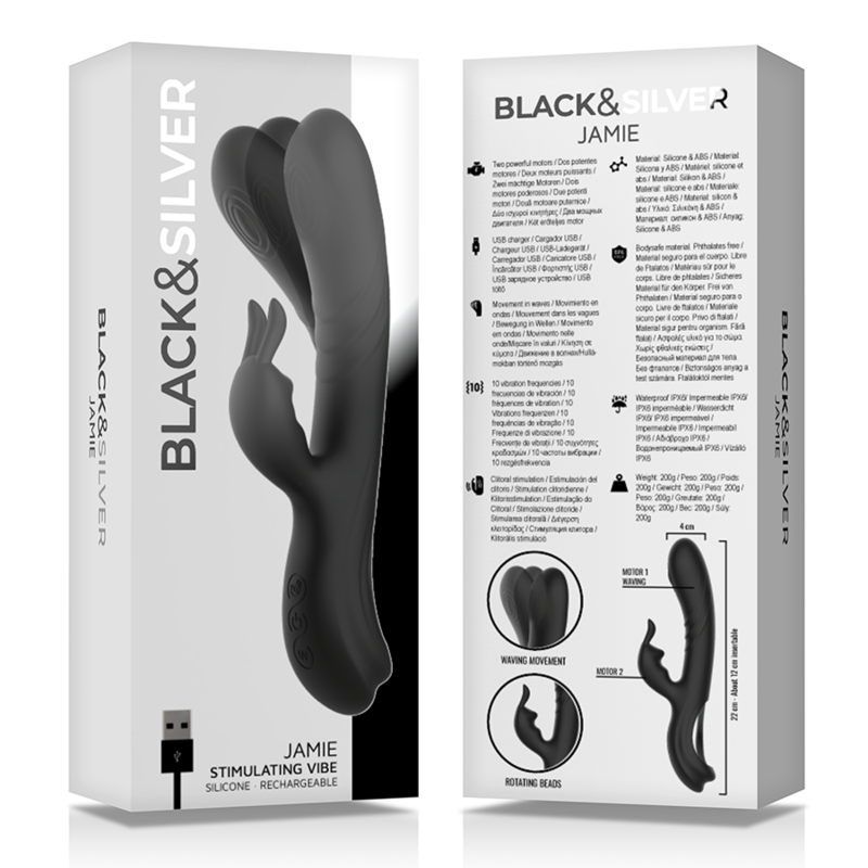 Black&silver-Jamie Stimulator Rabbit din Silicon Reîncărcabil 3 Black&silver-Jamie Stimulator Rabbit din Silicon Reîncărcabil — BLACK&SILVER · Vibratoare (imaginea 3)