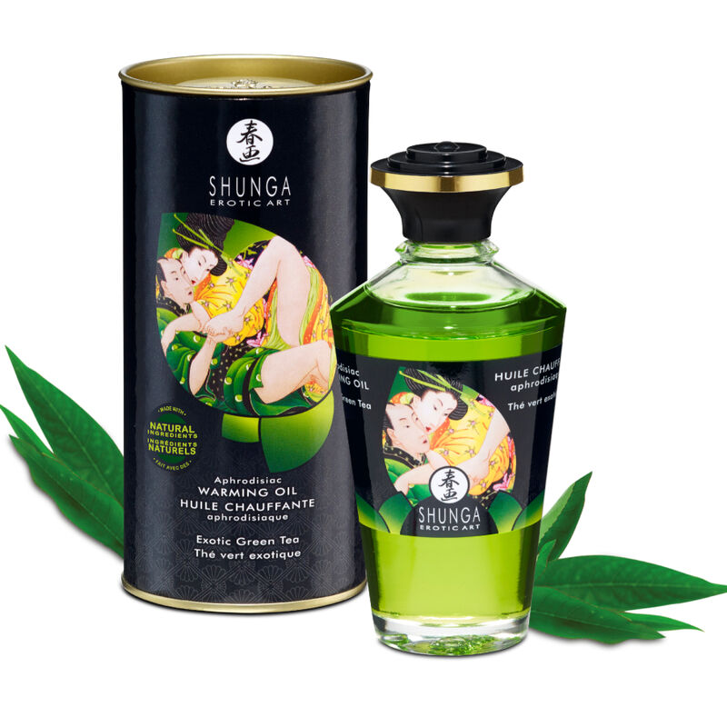 Shunga - Ulei de Masaj Comestibil cu Efect Încălzitor Ceai Verde 100 Ml 1 img 162962 6595463ff8c127c4ed69f327311ab034 1
