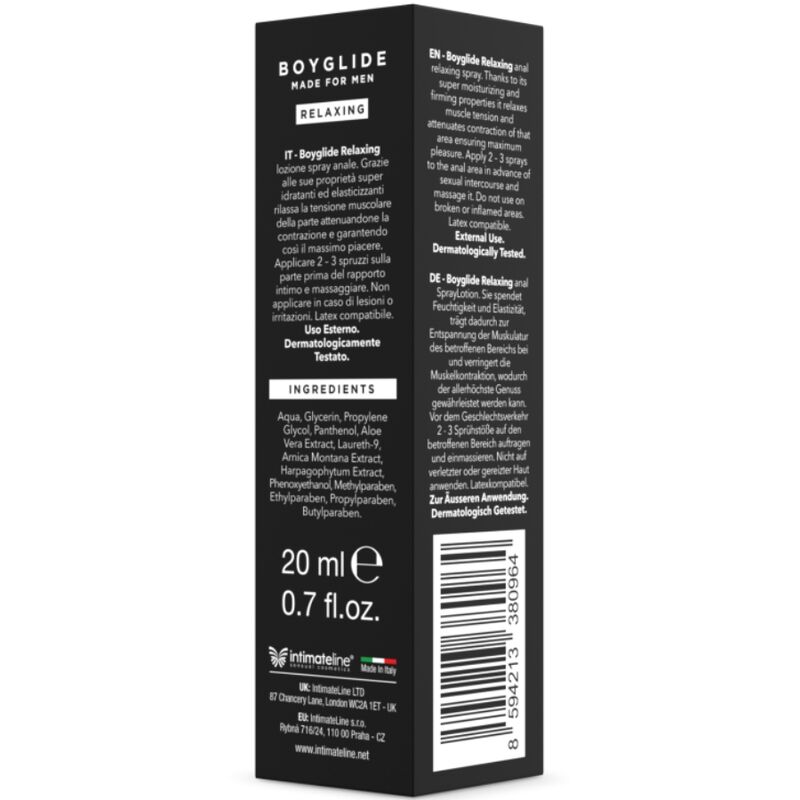 Intimateline Boyglide-Boyglide Spray Relaxant Anal 20 ml 4 img 191515 e5316b7ff80233c854de6ce45f817a63 1
