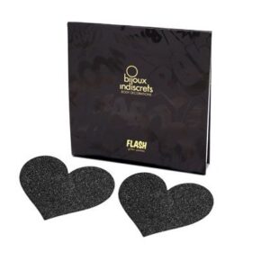 Bijoux Flash Collection-Indiscrets Flash Black Heart Nipple Cuts - imagine 3