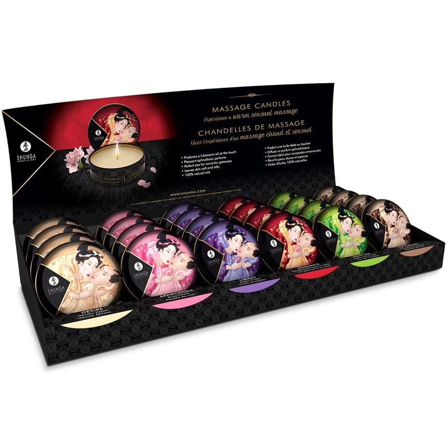 Shunga - Mini Lumânări de Masaj Caresse by Candlelight Display - 24 Unități 1 img 27810 f198b66963048a211a1e642026016702 1