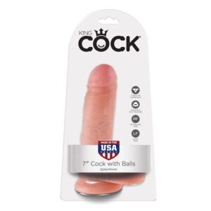 King Cock-7 Dildo Flesh with Balls 17.8 Cm-Latex, Ventuza - imagine 4
