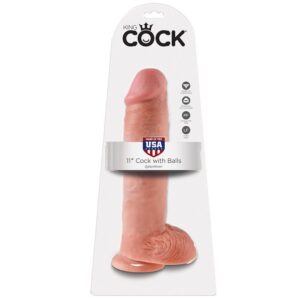 King Cock-11 Dildo Flesh cu Testicule 28 Cm-Ventuza - imagine 4