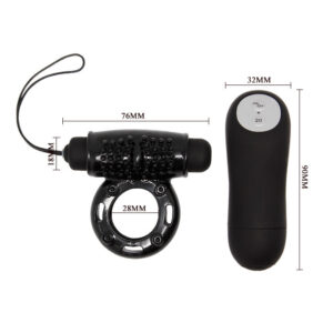 Baile For Him-Inel Vibrant cu Telecomandă Negru 20V-12 Trepte - imagine 5