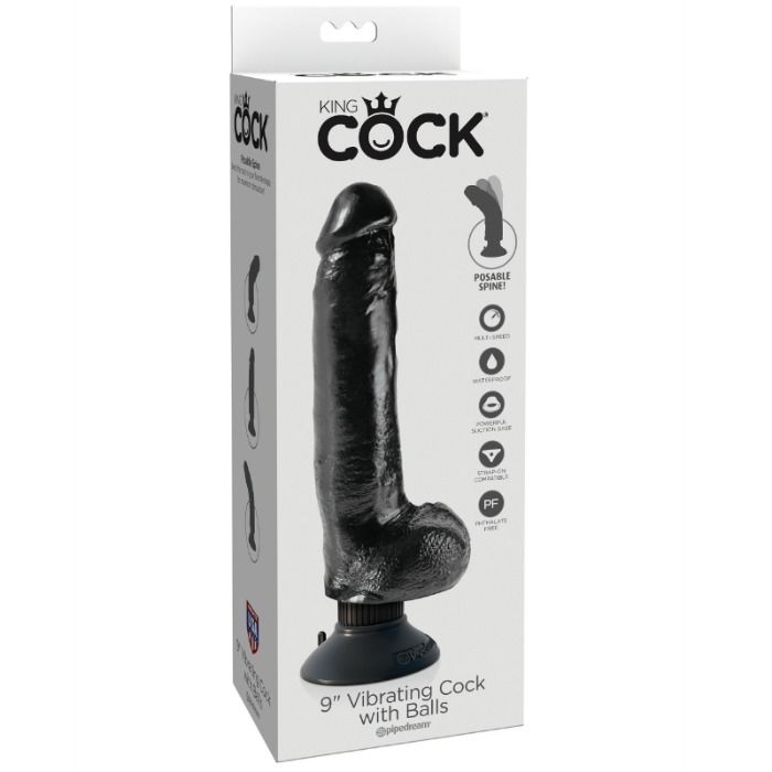 King Cock-23 Cm Vibrator Penis cu Testicule, Negru-Waterproof 5 img 45067 29fa4aeda3dd20adf8c2ac0d5da99356 1
