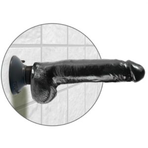 King Cock-23 Cm Vibrator Penis cu Testicule, Negru-Waterproof 11 King Cock-23 Cm Vibrator Penis cu Testicule, Negru-Waterproof - imagine 3