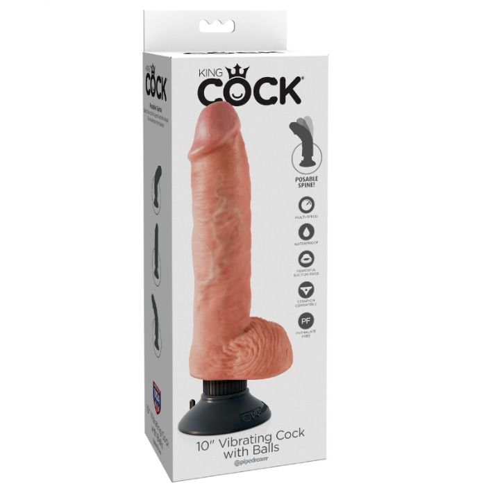 King Cock-25.5 Cm Vibrator Penis cu Testicule, Negru-Waterproof 5 img 45081 1bb72c007ff2ca107d769a987c905c69 1